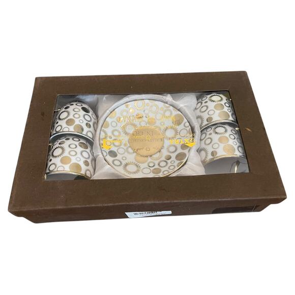 Extra Set of 4 Demitasse Cups and Saucers Set White Gold in Box - Picture 11 of 11